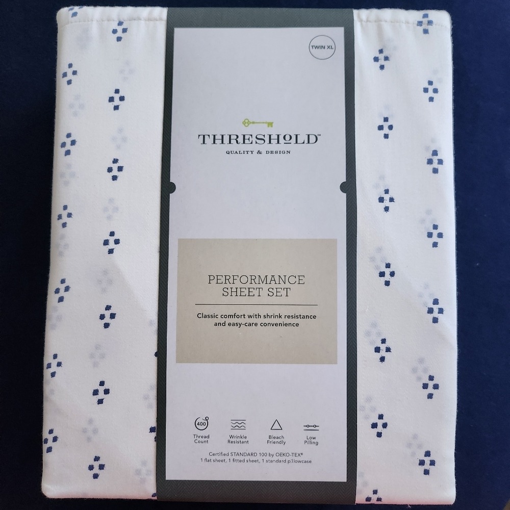 Threshold Performance Sheet Set Blue Pattern (Twin XL)